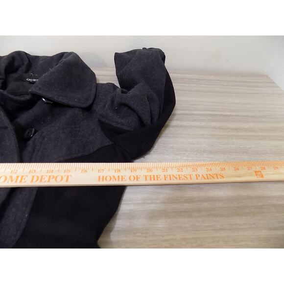 Guess Pea Coat Women Large Gray Black Wool Blend Preppy Winter School Holiday - Picture 7 of 10